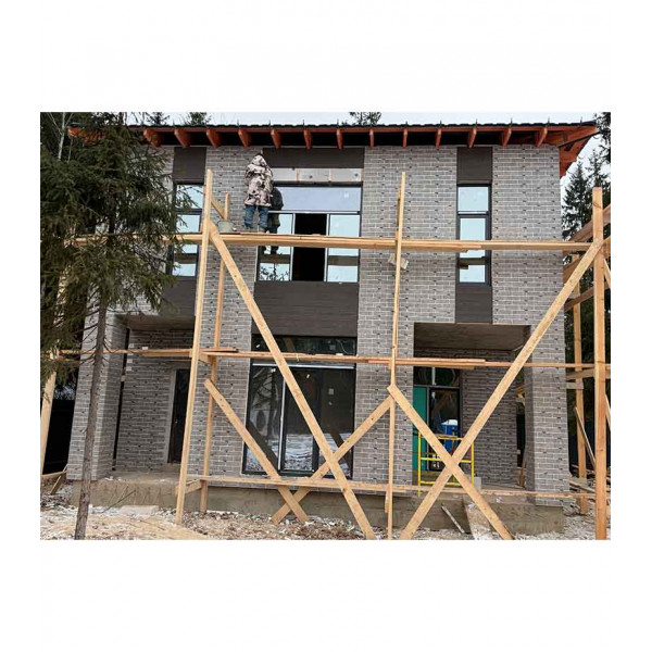 Большой угловой элемент термопанелей Good House с керамической плиткой Березакерамика BRICK WALL Табачный УБ111-66 ППС, 262х399х395мм